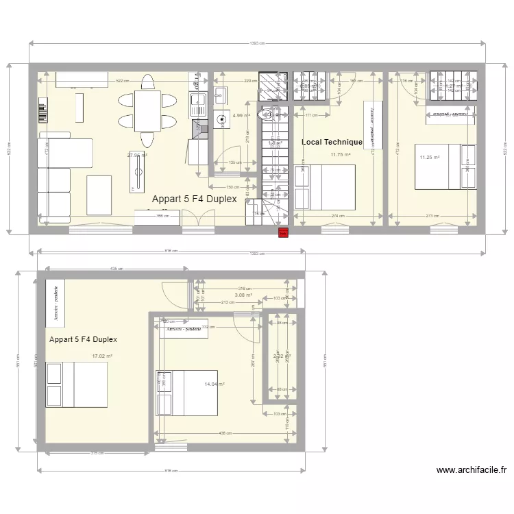 Le moulin 04 aout 2019 Appart 5 F4 Duplex. Plan de 