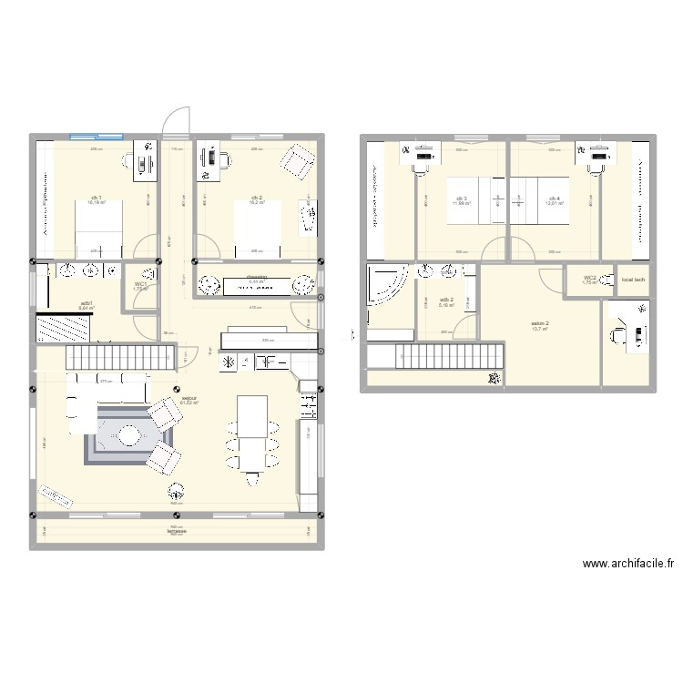 vuaz3. Plan de 20 pièces et 194 m2