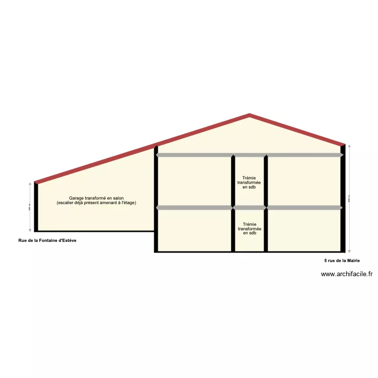 Plan en coupe Cadours. Plan de 