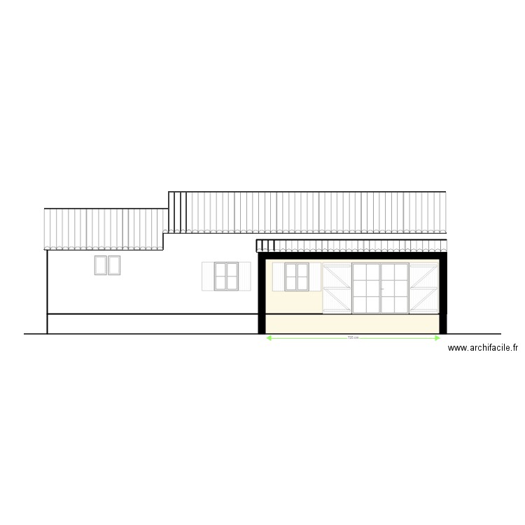 facade sud ouest. Plan de 0 pièce et 0 m2