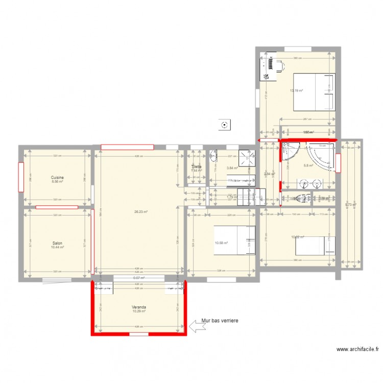 Rdc final avec veranda option 6. Plan de 0 pièce et 0 m2