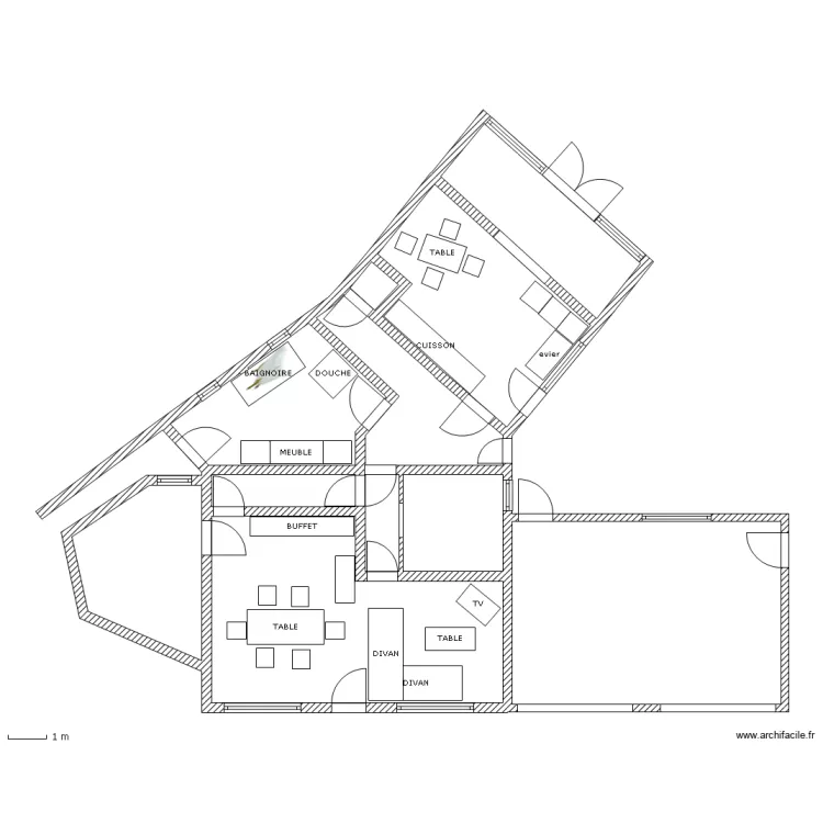REZ DE CHAUSSEE MODIFIE. Plan de 