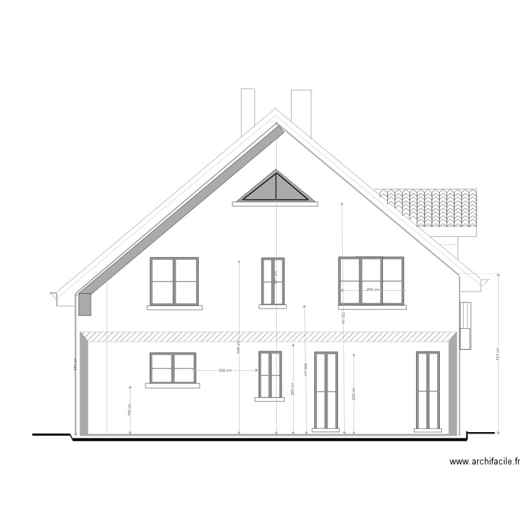 FACADE  ARRIERE EXISTANT COTE  JARDIN B. Plan de 0 pièce et 0 m2