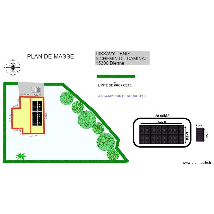 PLAN DE MASSE PISSAVY. Plan de 1 pièce et 100 m2