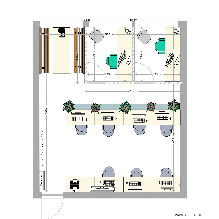 Bureau Final4. Plan de 1 pièce et 40 m2