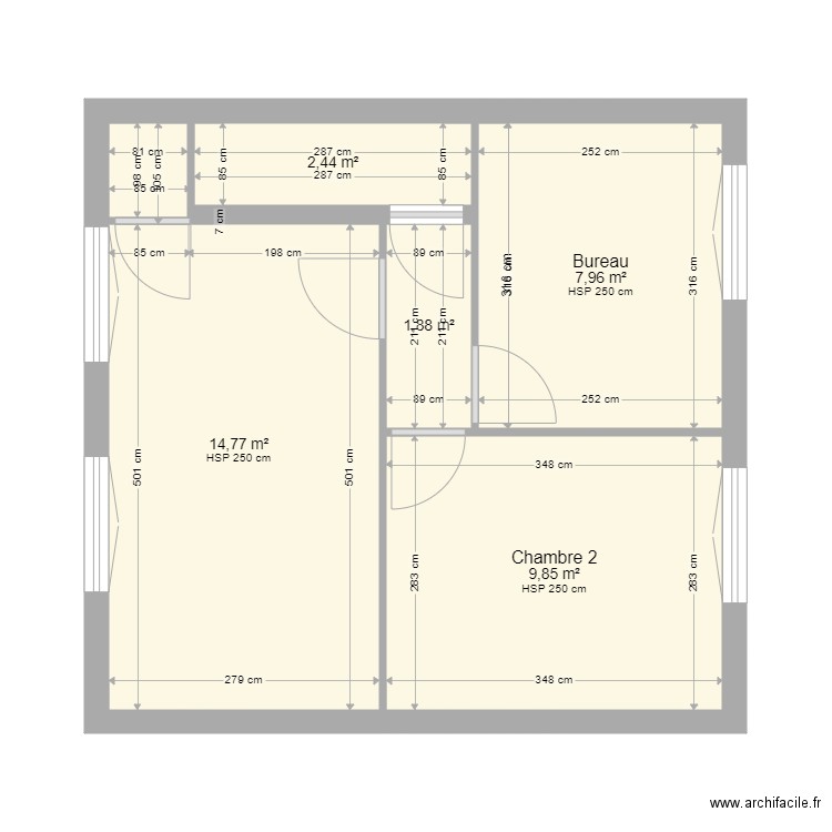 Etage Saint pol 2. Plan de 5 pièces et 37 m2