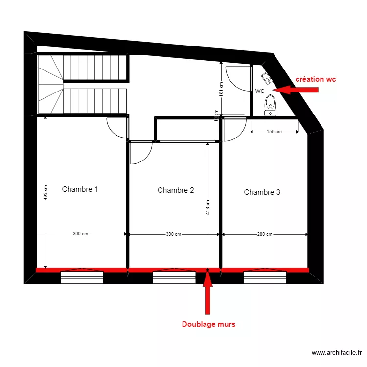 ETAGE PROJET FLEURET C&ocirc;t&eacute;. Plan de 