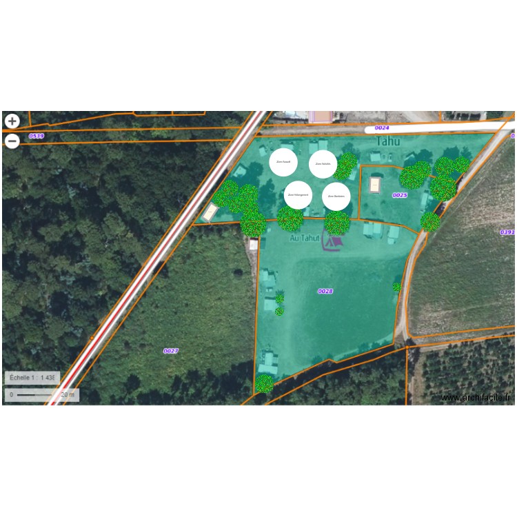 Messanges. Plan de 2 pièces et 87 m2