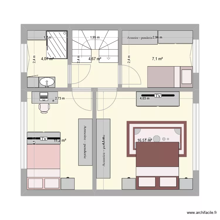 2e Seraing. Plan de 5  et 44 m²