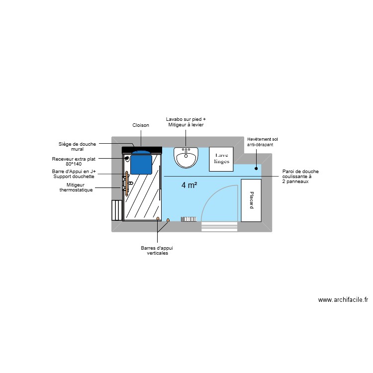 Projet FOUAD GUIRGUIS. Plan de 1 pièce et 4 m2
