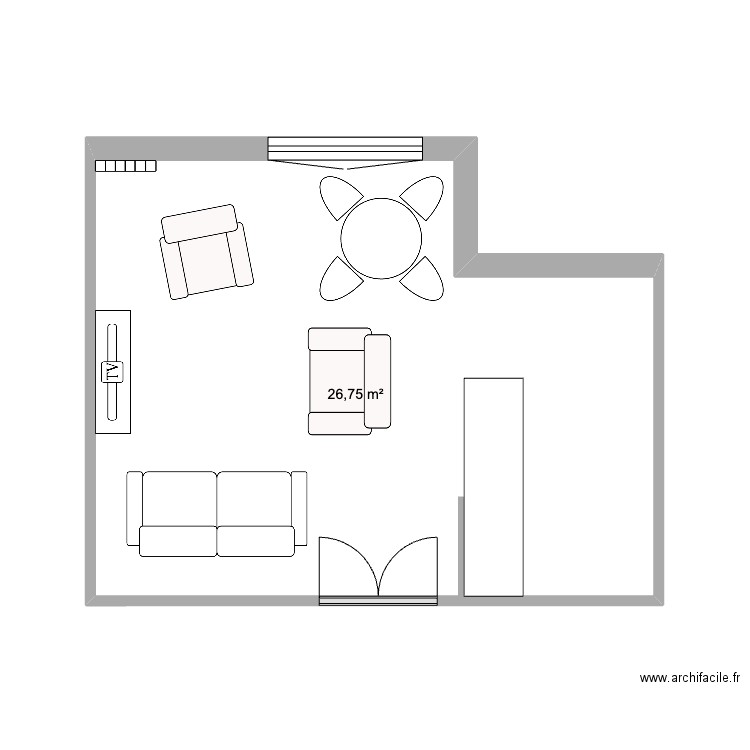 Salon Berthe. Plan de 1 pièce et 27 m2