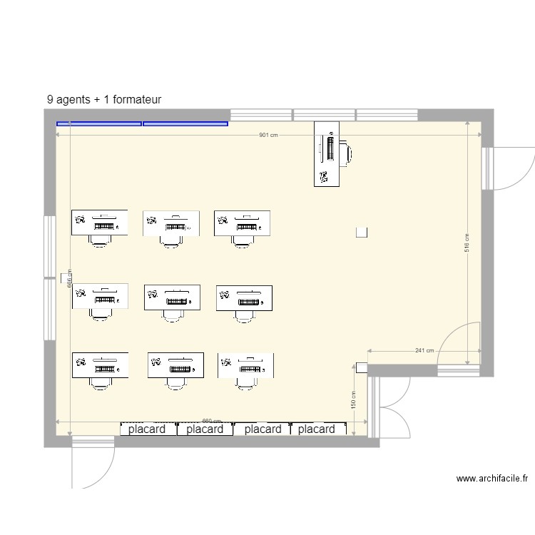 petite salle de formation Alpins. Plan de 1 pièce et 56 m2