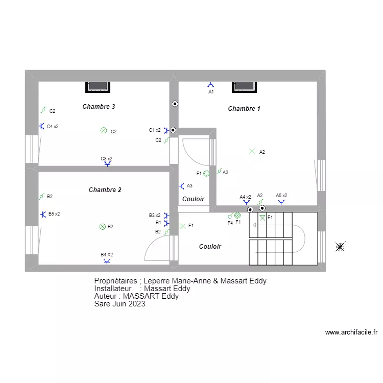 Maison etage. Plan de 