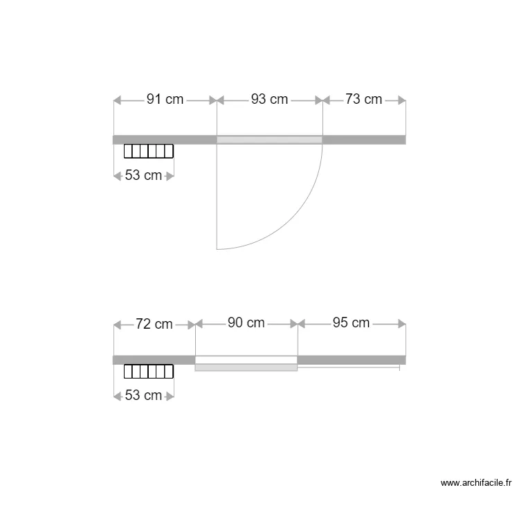 Porte coulissante RDC. Plan de 
