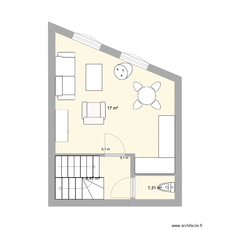 Steinbach Premier escalier-2. Plan de 3 pièces et 23 m2