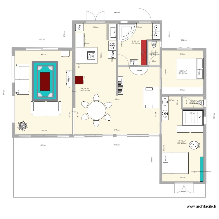 54 Agrandissement. Plan de 6 pièces et 108 m2