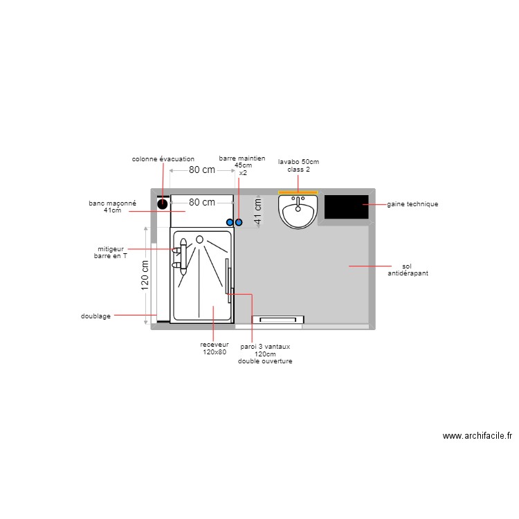 juge . Plan de 2 pièces et 4 m2