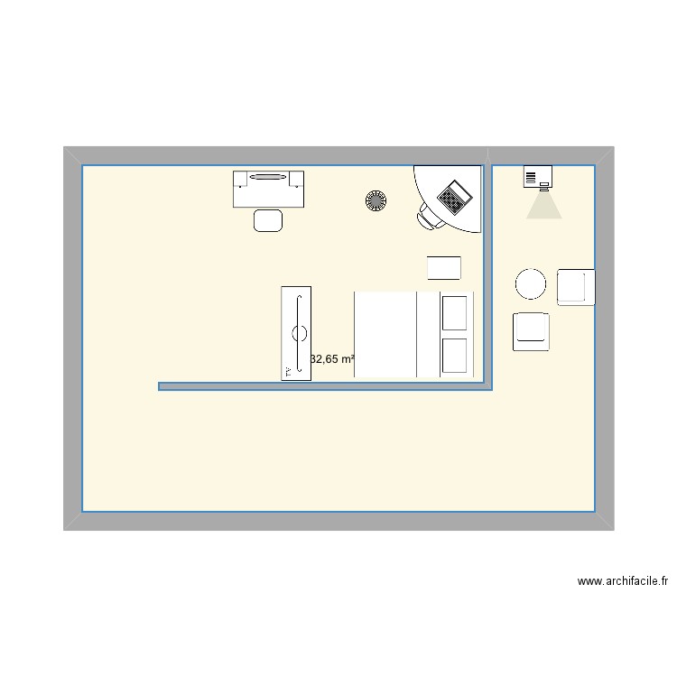  Chambre 2. Plan de 1 pièce et 33 m2