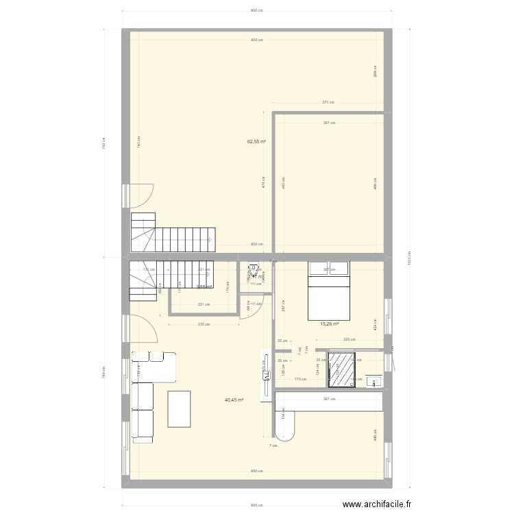 jil 2022. Plan de 5 pièces et 123 m2