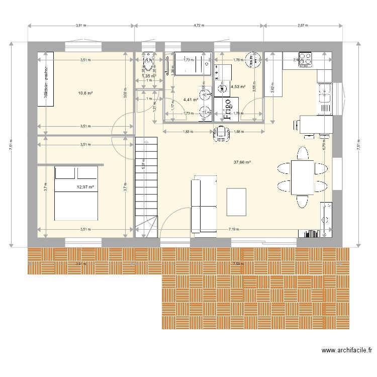 MAISON MARIE 3. Plan de 6 pièces et 72 m2