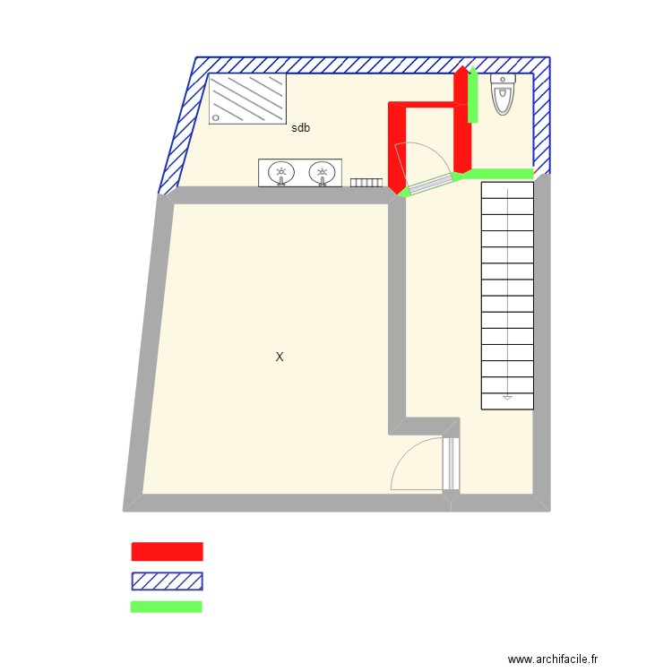 étage 1 delorme. Plan de 5 pièces et 33 m2