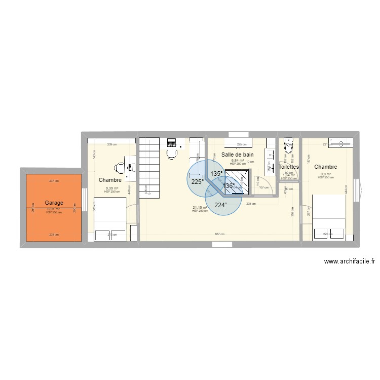 Plan maison dorian. Plan de 6 pièces et 56 m2