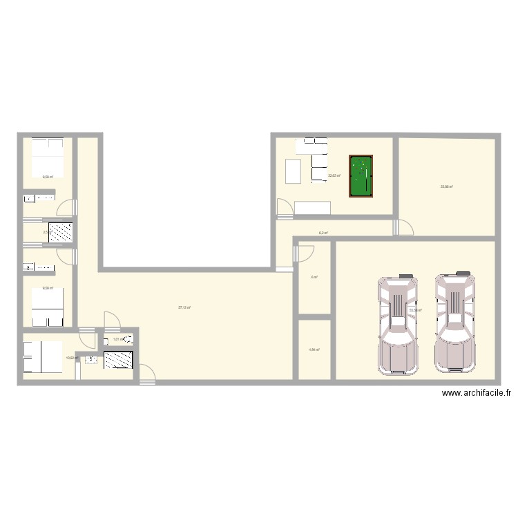 Maison U tiago. Plan de 12 pièces et 210 m2