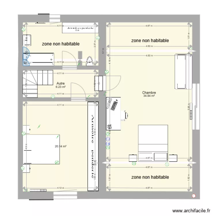 projet Chessenaz étage avec non habitable sous 1m80. Plan de projet Chessenaz étage avec non habitable sous 1m80. Plan de