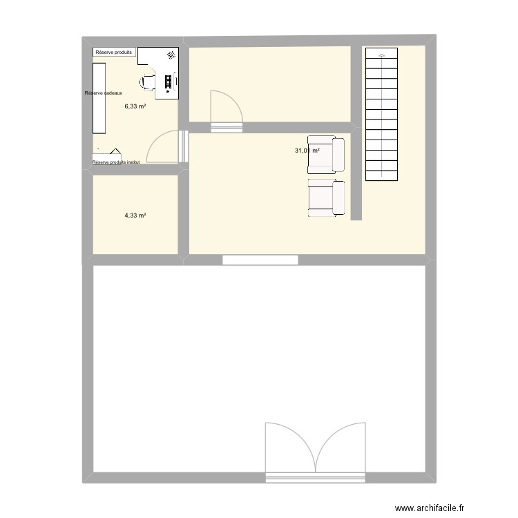 Yve rocher. Plan de 3 pièces et 42 m2