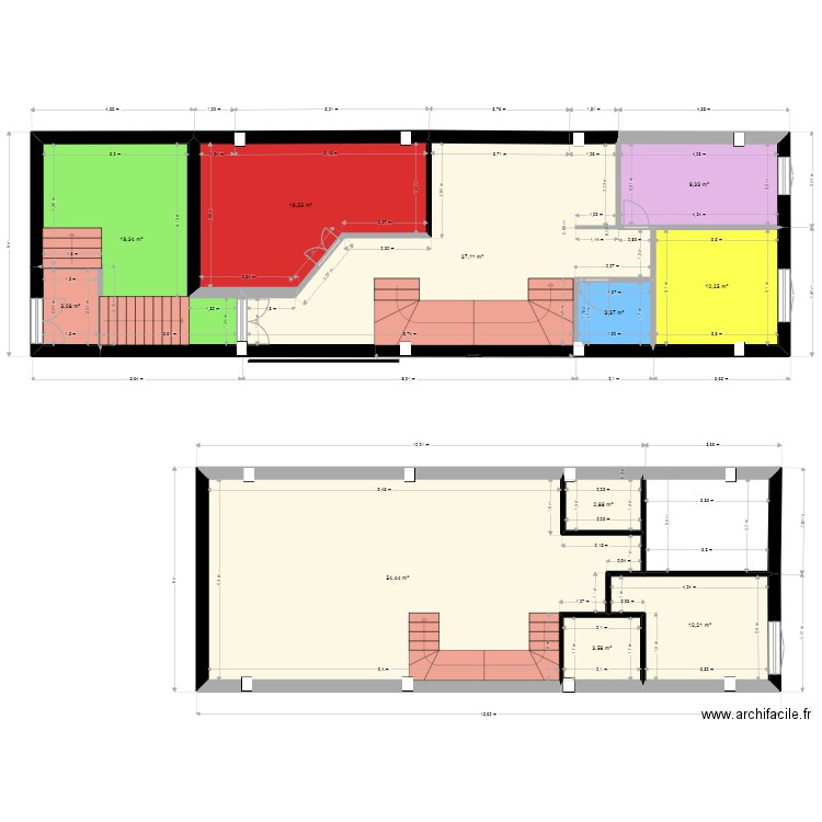 RDC1. Plan de 11 pièces et 173 m2