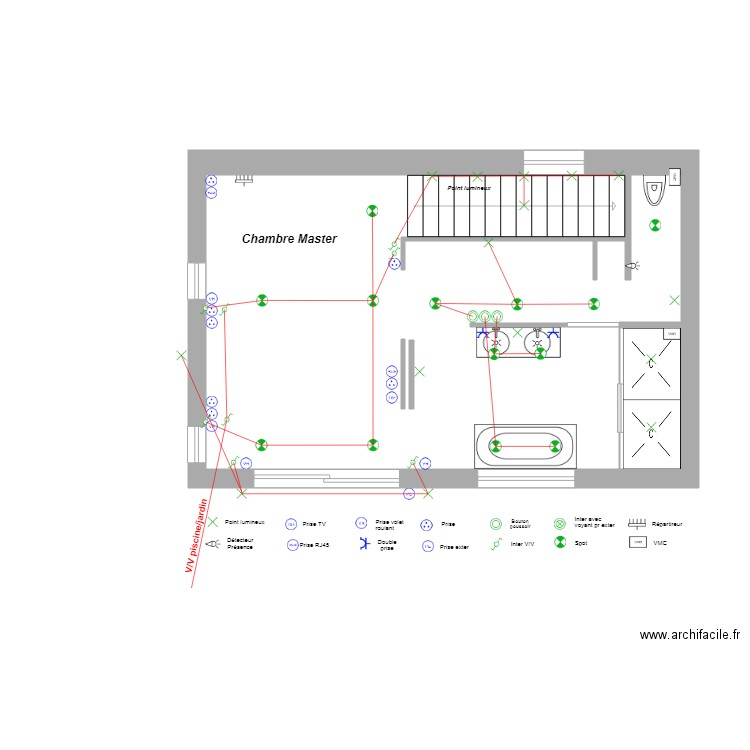 Tritons Plan elec MASTER. Plan de 2 pièces et 37 m2