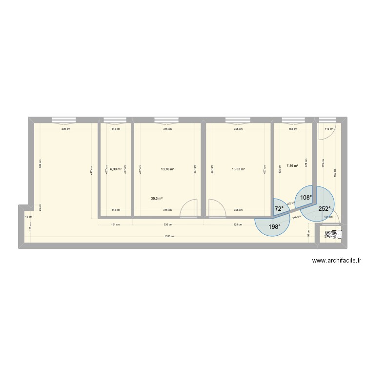 cail. Plan de 6 pièces et 77 m2