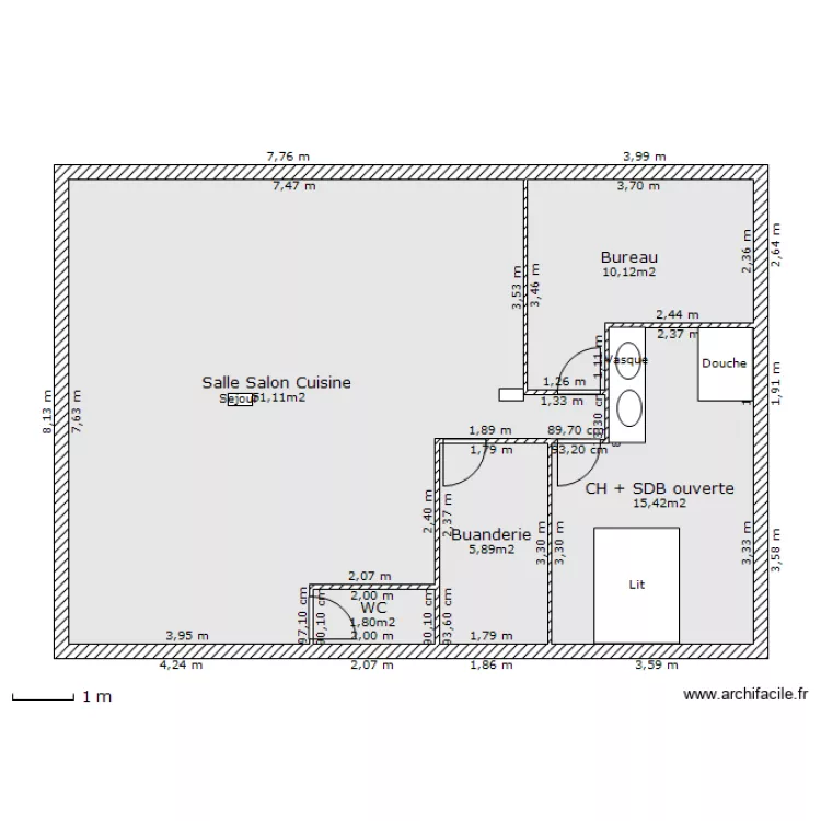 VERDYS SDB ouverte. Plan de 