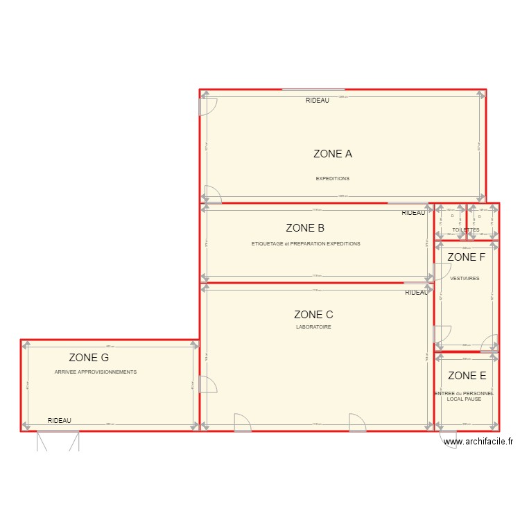 plan general labo MIN Zones A à G rév 231018 coté. Plan de 0 pièce et 0 m2