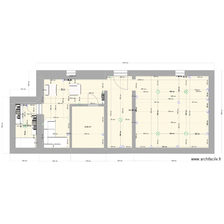 Cave v2. Plan de 4 pièces et 78 m2