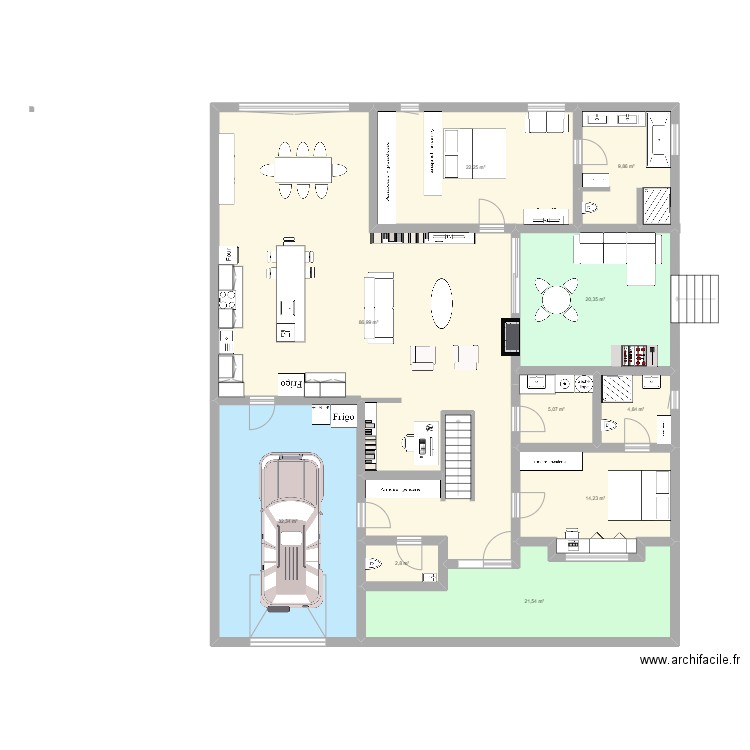 Victoria 2. Plan de 10 pièces et 220 m2