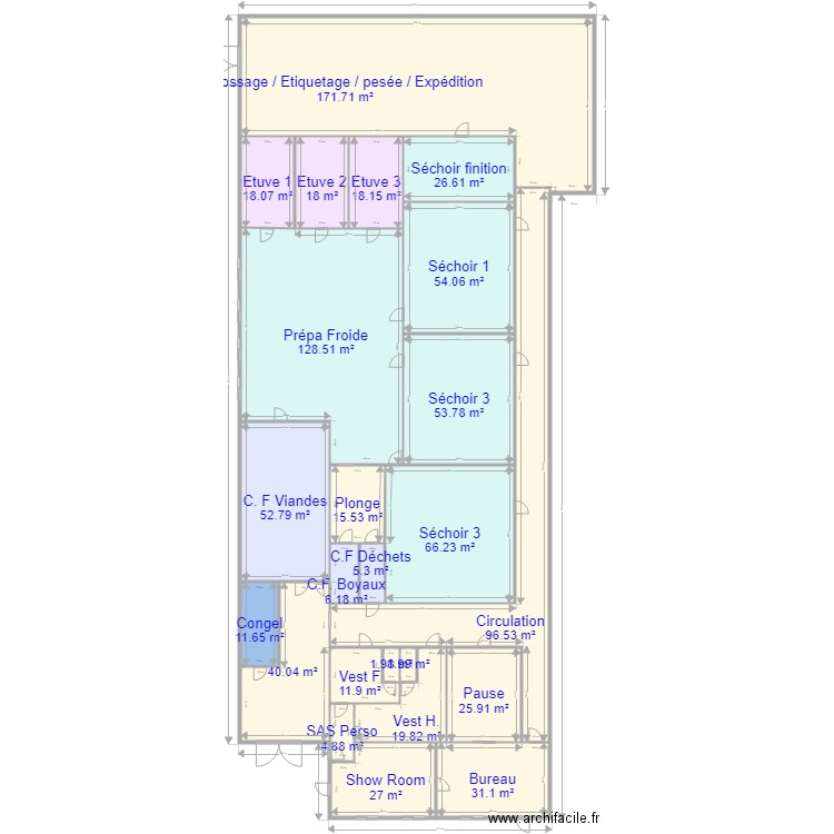 Salaison bearn 004. Plan de 24 pièces et 908 m2