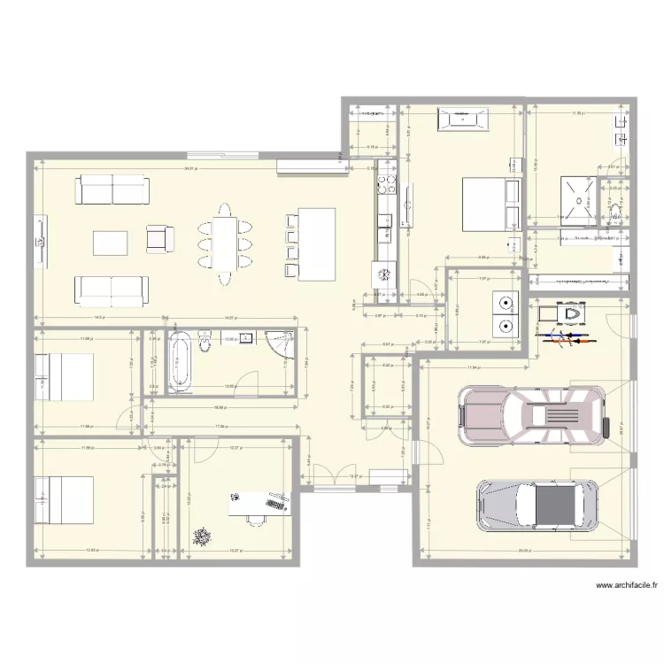 grand plein pied. Plan de 