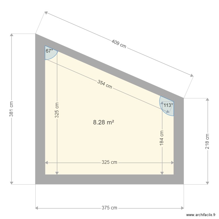 Coupe garage. Plan de 1 pièce et 8 m2