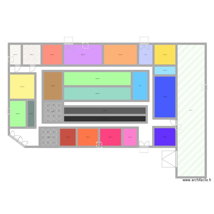 Magasin Happytroc. Plan de 26 pièces et 325 m2