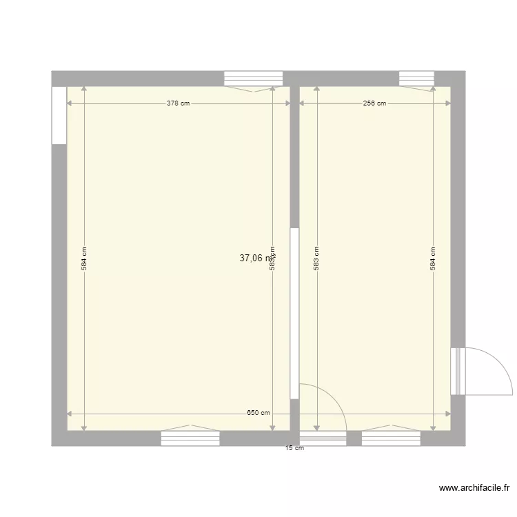Pi&egrave;ce &agrave; vivre RDC. Plan de 