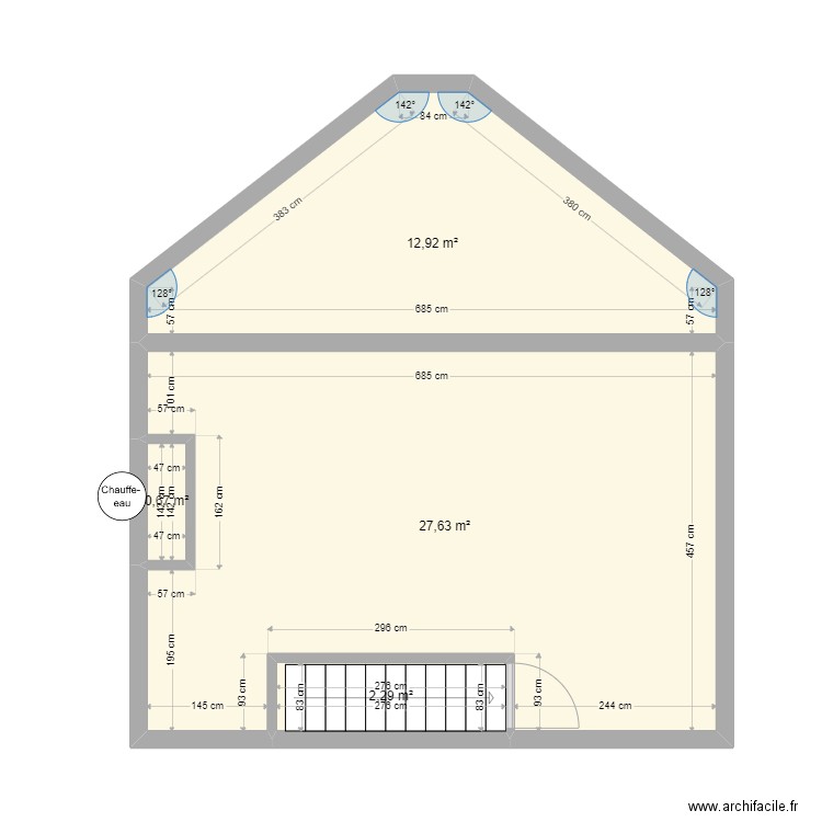 Mansour 4 eme. Plan de 4 pièces et 44 m2