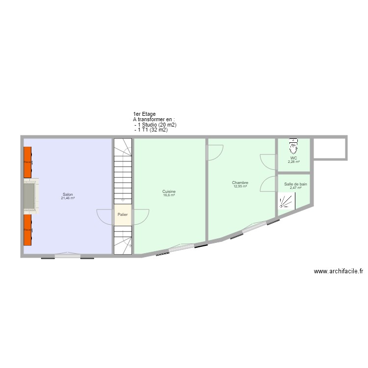 RdCFodili. Plan de 28 pièces et 244 m2