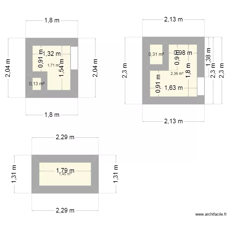 rennes. Plan de 5  et 6 m²