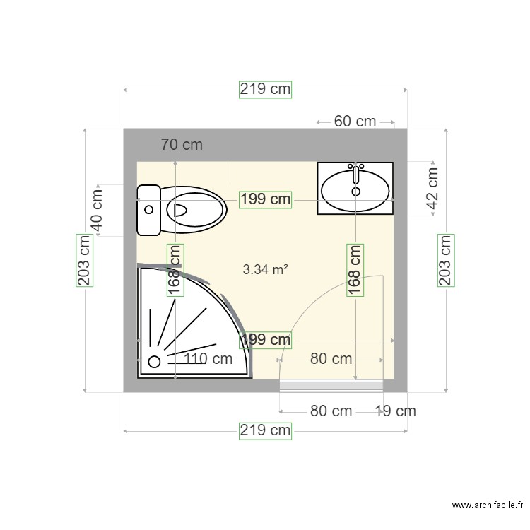 ASELIN. Plan de 1 pièce et 3 m2