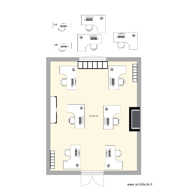 Egon Salle staff. Plan de 1 pièce et 42 m2