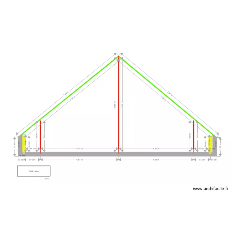 vue en coupe grenier. Plan de 