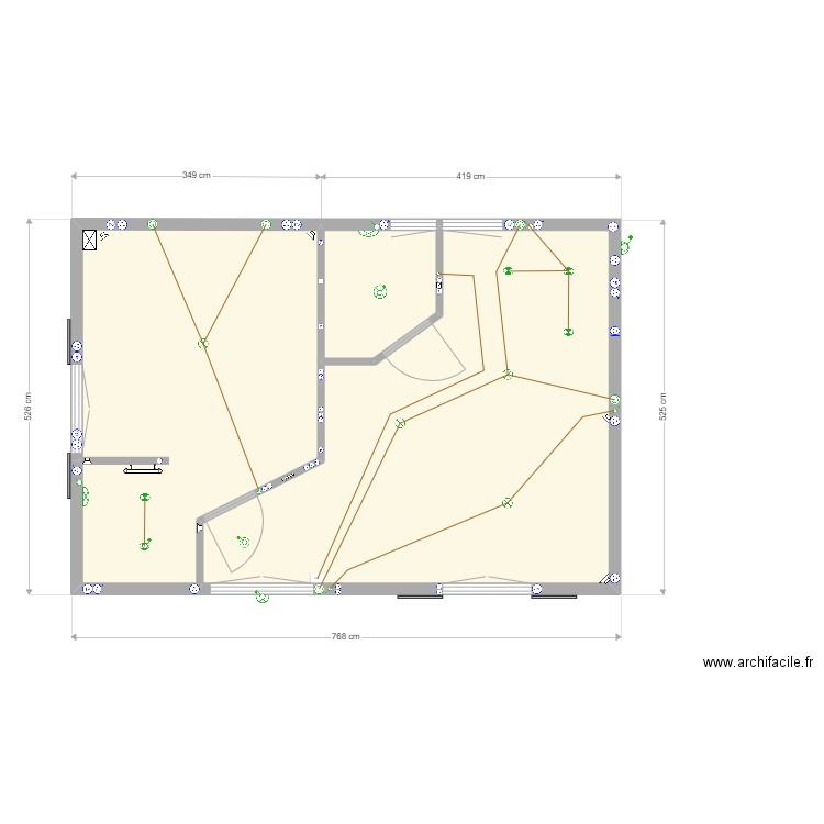 Les Cartes : Schéma Électrique  . Plan de 3 pièces et 36 m2