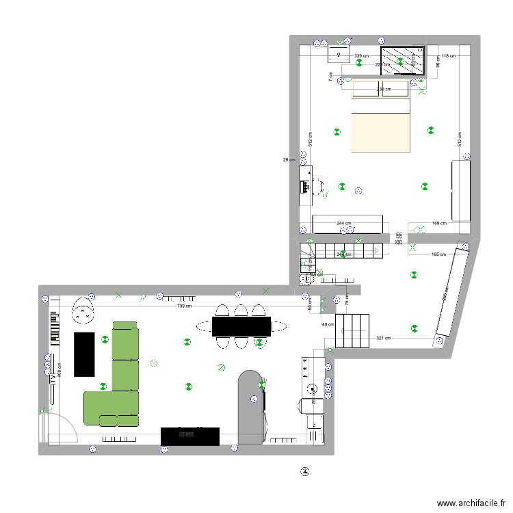 rénovation. Plan de 1 pièce et 65 m2