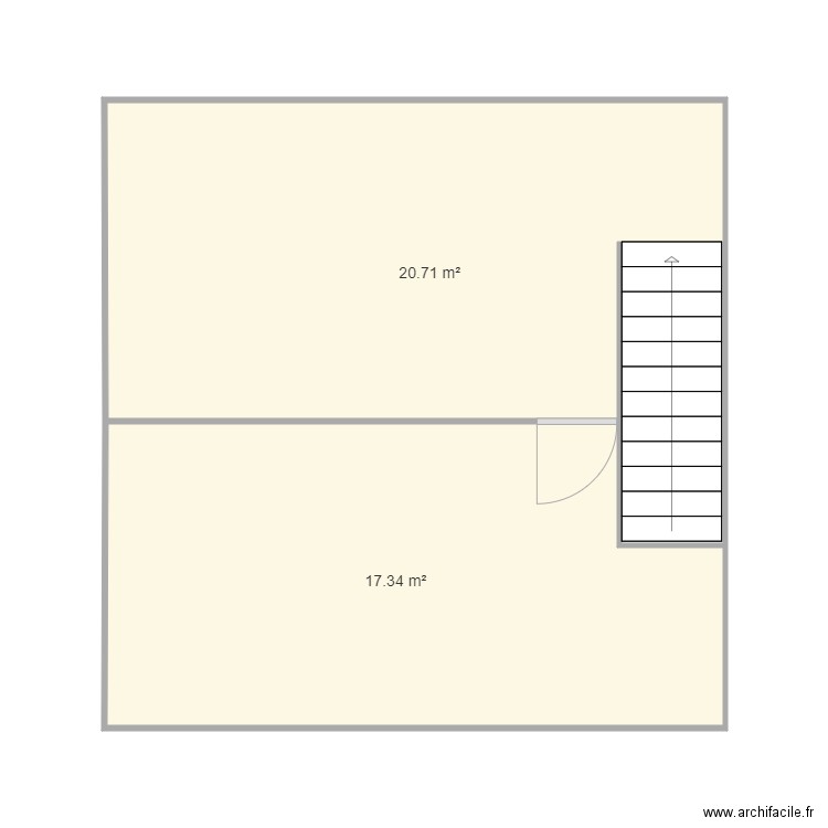 Les couts M2 etage (vide). Plan de 2 pièces et 38 m2